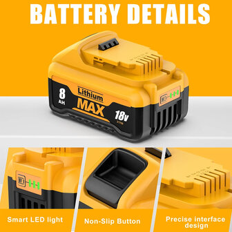 Dewalt DCB182 XR 8000mAh accu